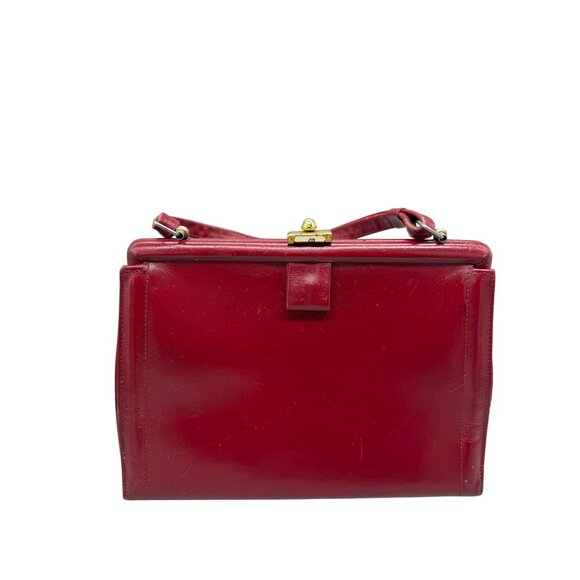 Vintage Rolfs Leather Top Handle Bag Women's Cherry Red Retro Classic - Picture 3 of 13